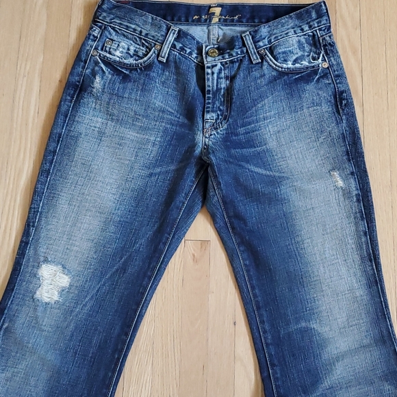 Vintage Low 7 For All Mankind Destressed Flares - Picture 2 of 4